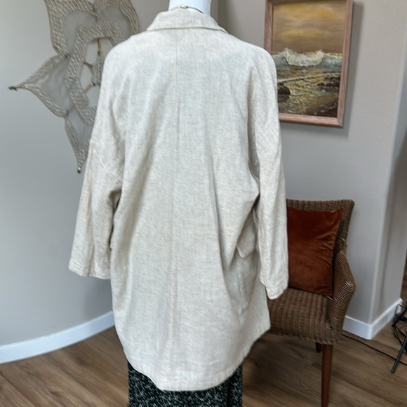 ZARA Brand Linen Blend Oversized Long Blazer - Picture 4 of 11
